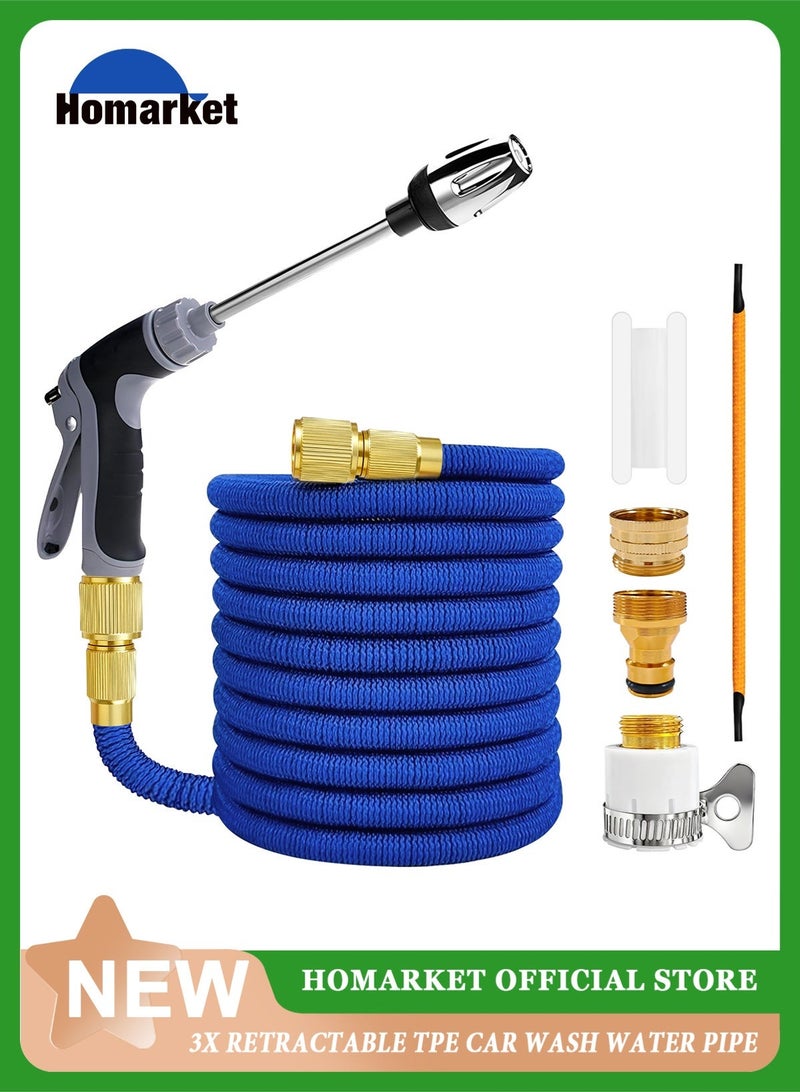 هومار كيت خرطوم حديقة بطول 50 قدمًا، خرطوم حديقة قابل للتمدد مع فوهة بثلاثة أنماط رش، وصلات نحاسية صلبة مقاس ½ بوصة و¾ بوصة، غسالة ضغط عالي مع خرطوم قابل للتمدد خفيف الوزن ومتين من قماش 3800D مع 3 طبقات من اللاتكس، سهل التخزين - Image 1